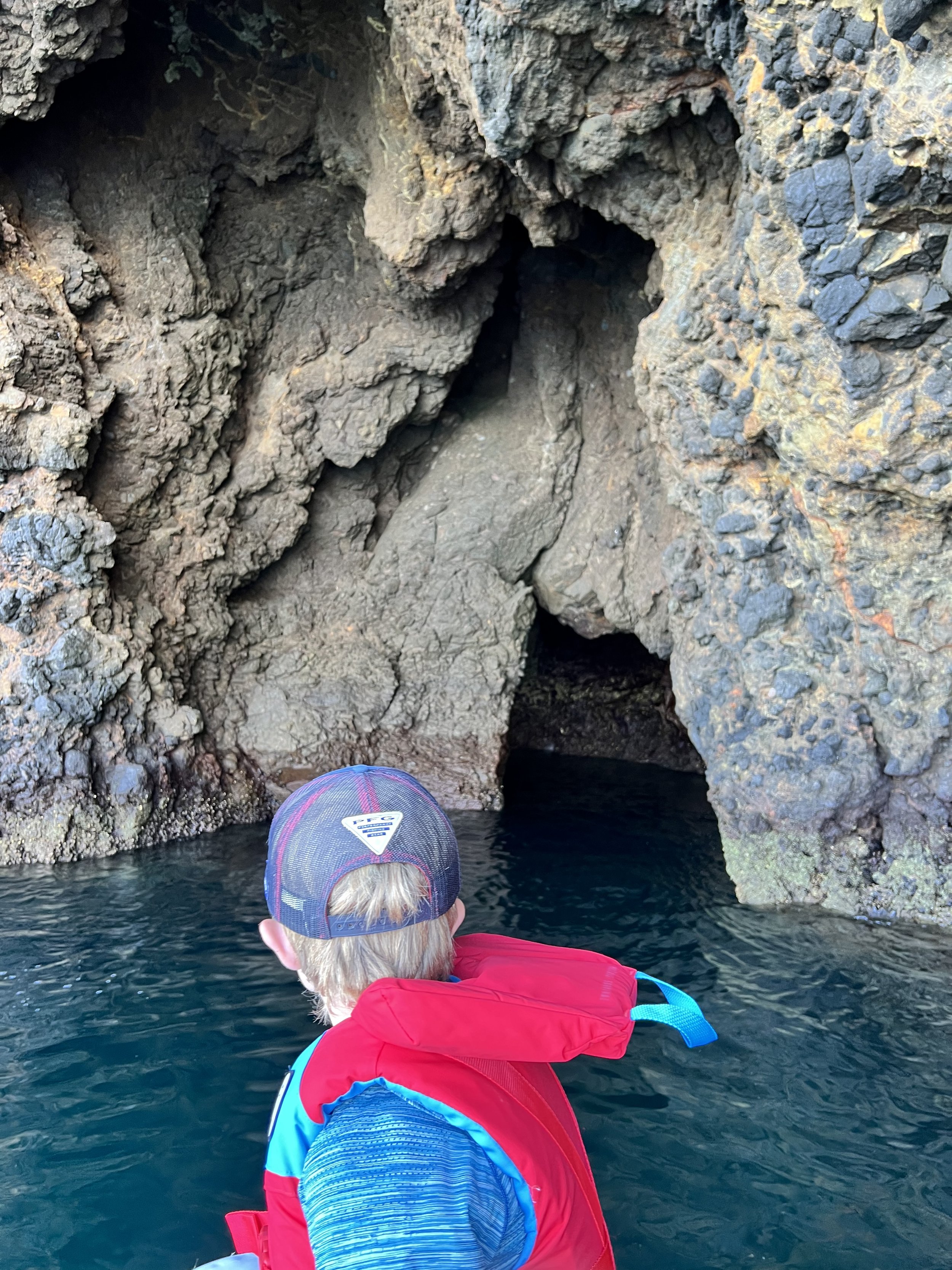 Exploring some sea caves in Little Scorpion anchorage on Santa Cruz Island