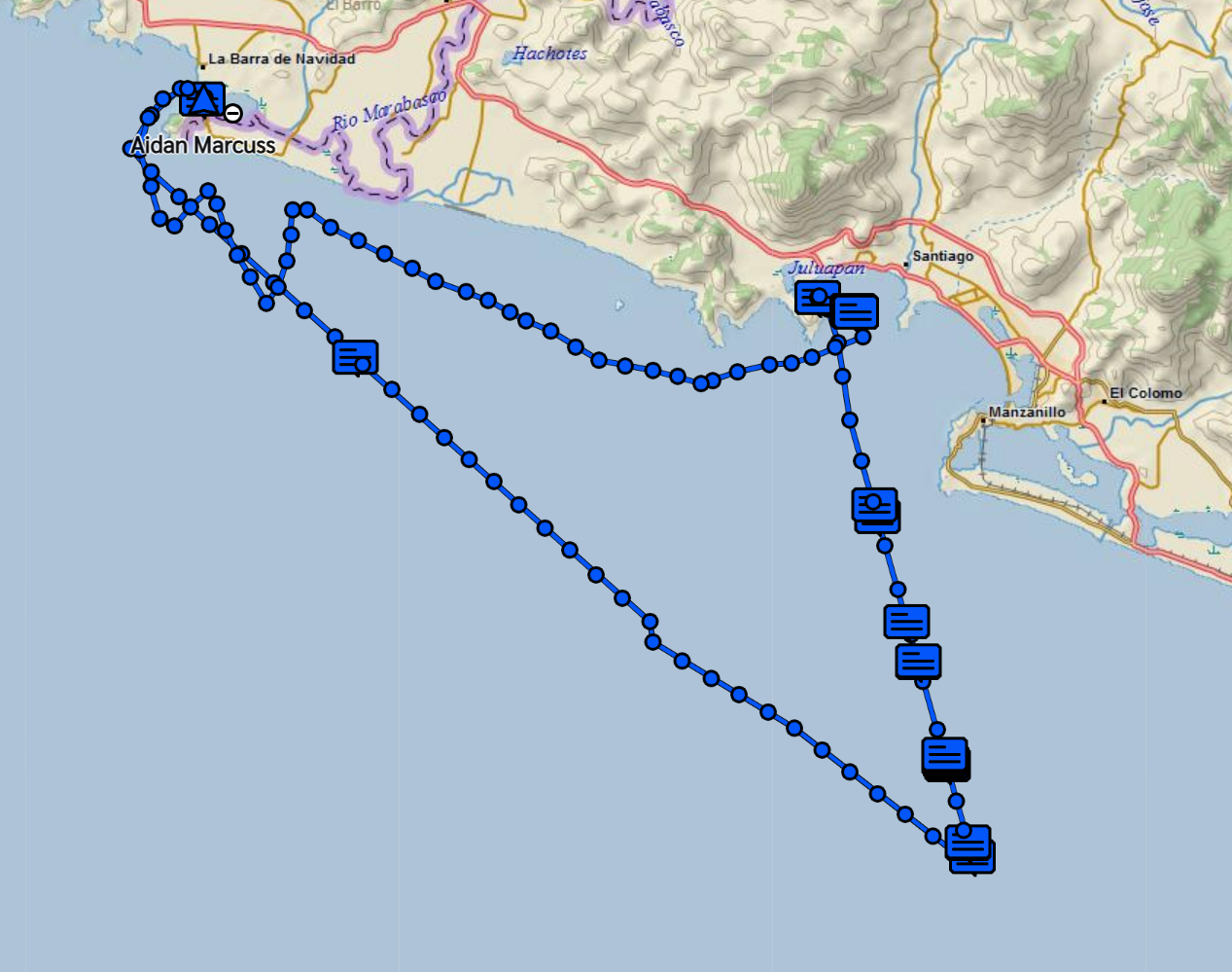 Map of sailing tracks